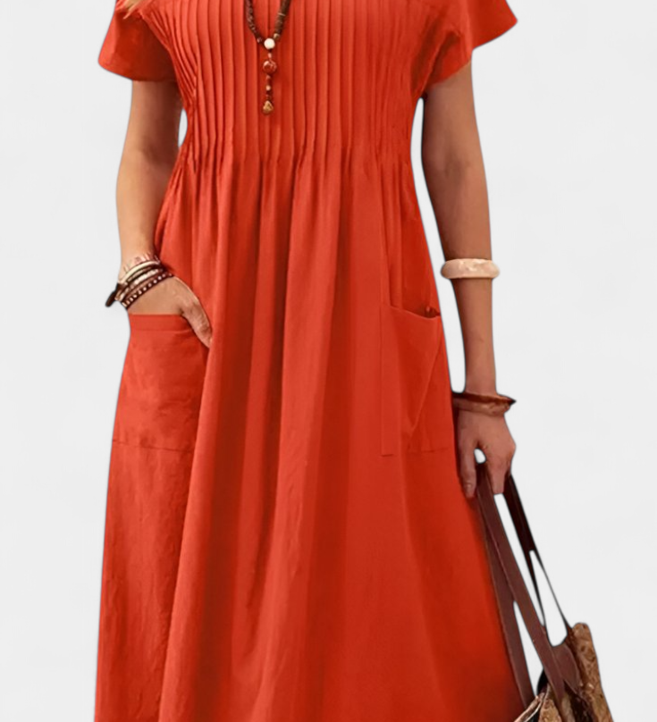 Vestido Lottie de longitud media con bolsillos para un estilo elegante y cómodo