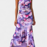 Vestido largo floral Abigail con manga única - Elegancia y estilo en cada paso