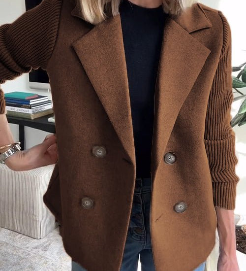 Amora Blazer de Manga de Punto Elegante