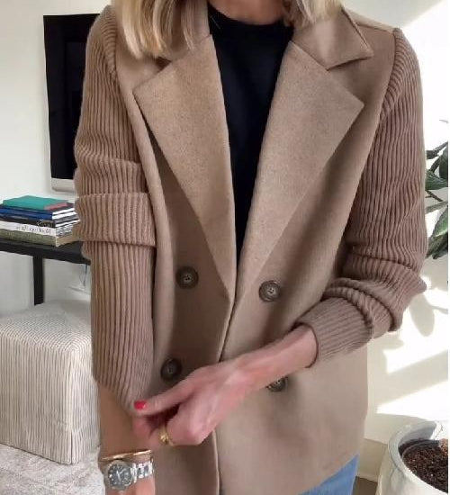 Amora Blazer de Manga de Punto Elegante