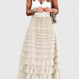 Elegante falda larga de tul con diseño vintage de Capucine