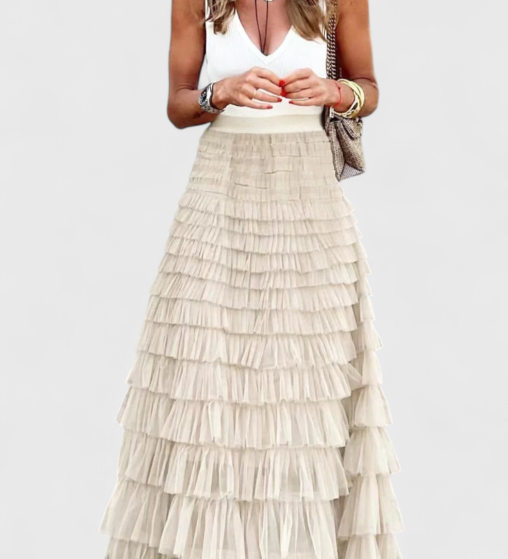 Elegante falda larga de tul con diseño vintage de Capucine