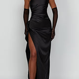 Emberly Vestido Maxi de Un Solo Hombro con Elegante Abertura Alta para un Look Sofisticado