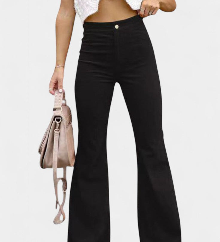 Kiara Pantalones de Pierna Ancha de Terciopelo de Cintura Alta para un Estilo Elegante y Cómodo