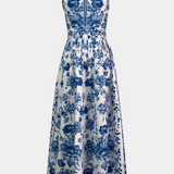 Vestido A-Line con Estampado Floral y Cuello Solapa Shante