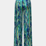 Inna Pantalones Rectos de Cintura Alta con Elegante Estampado de Mármol