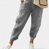 Alba Pantalones de Mezcla de Lino a Rayas para un Estilo Fresco y Elegante
