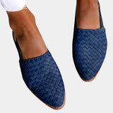 Sandalias Isadora Mules con Trenzado Elegante Punta Fina y Correa Slingback