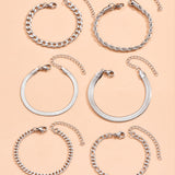 Elegante Conjunto de 6 Pulseras de Cadena Cubana para un Estilo Moderno y Sofisticado