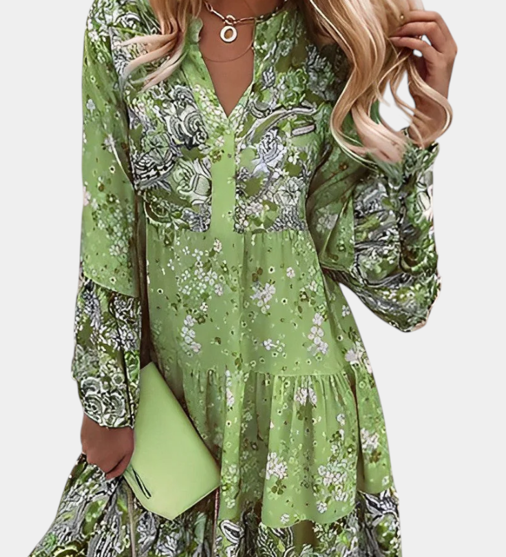 Vera Vestido Mini A-Line con Estampado Floral Boho para un Estilo Único