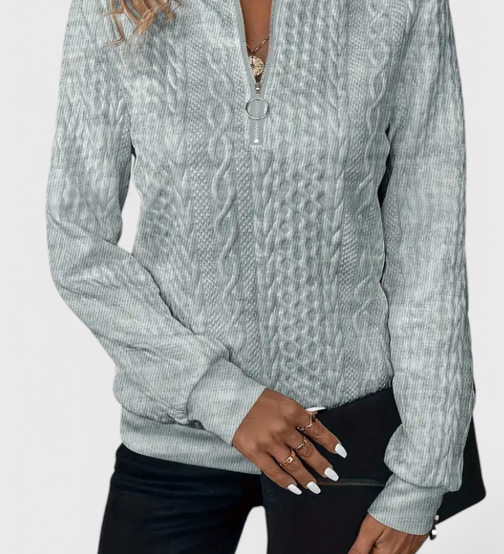 Zoey Jersey de Punto con Cremallera Suave y Cómoda