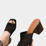 Sandalias de Tacón Christy con Malla Transpirable y Elegante Diseño Cuadrado