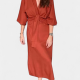 Ainhoa Vestido Casual con Nudo Frontal y Escote en V - Estilo Confort y Elegancia
