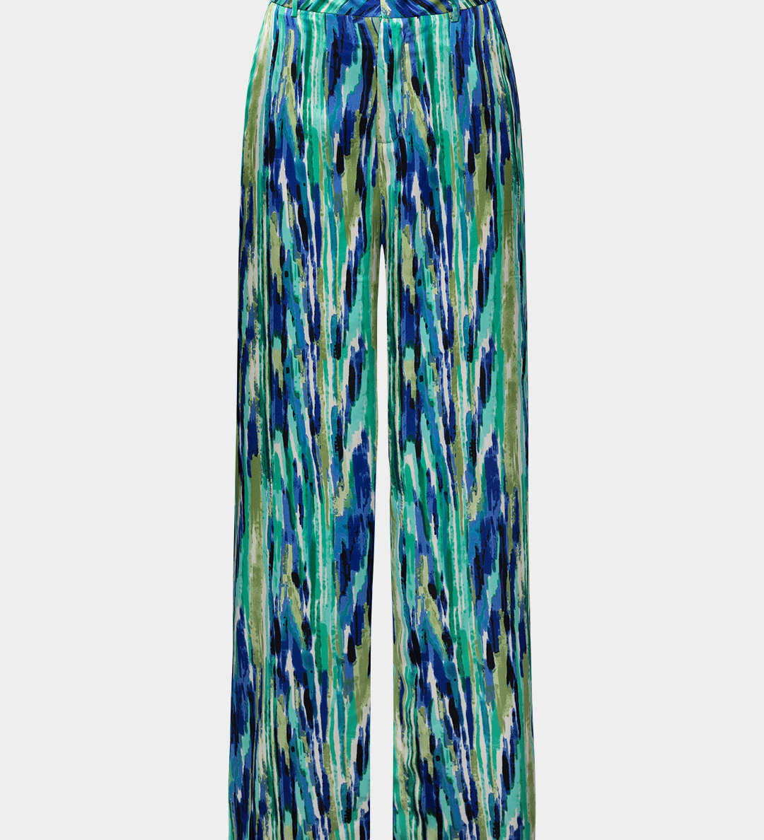 Inna Pantalones Rectos de Cintura Alta con Elegante Estampado de Mármol