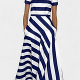 Elegante vestido maxi de rayas con corte fluido y caída natural para un estilo desenfadado