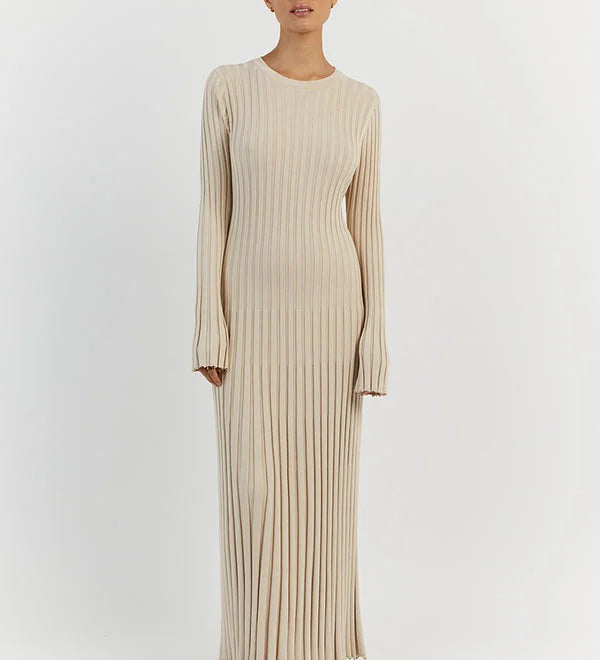 Darla Vestido de Punto Acanalado con Cinturón - Elegancia y Estilo en Cada Detalle