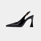 Elegantes Tacones Puntudos de Cuero Sintético para un Estilo Sofisticado