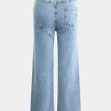 Jeans Evian Ripped Straight-Leg con Elegantes Rhinestones