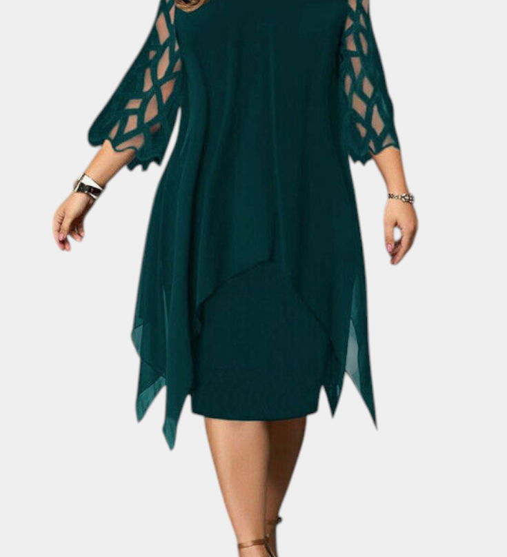 Yana Vestido de Talla Grande con Elegantes Mangas de Encaje