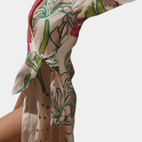Fana Vestido Cruzado con Estampado Floral y Lazo Ajustable en la Cintura