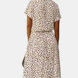 Rovena Vestido Midi de Lunares con Cuello Camisero y Cintura Ajustable - Elegancia y Comodidad para Cualquier Ocasión