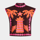 Conjunto de Top y Falda Recortada Sloan con Diseño de Palma de Coco para un Estilo Tropical y Refrescante