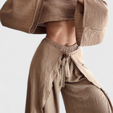 Elsie Conjunto Fluido con Kimono y Pantalón Cruzado - Estilo Elegante y Versátil