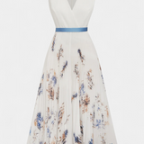 Vestido midi sin mangas Elise con hermosa estampado floral y delicado plisado