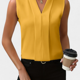 Nele Blusa Sin Mangas de Corte Fluido con Elegante Escote en V