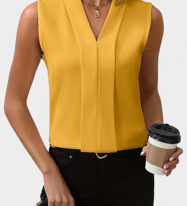 Nele Blusa Sin Mangas de Corte Fluido con Elegante Escote en V