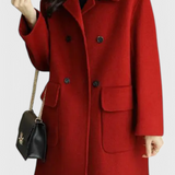 Camille Elegante Abrigo de Lana Clásico con Doble Botonadura
