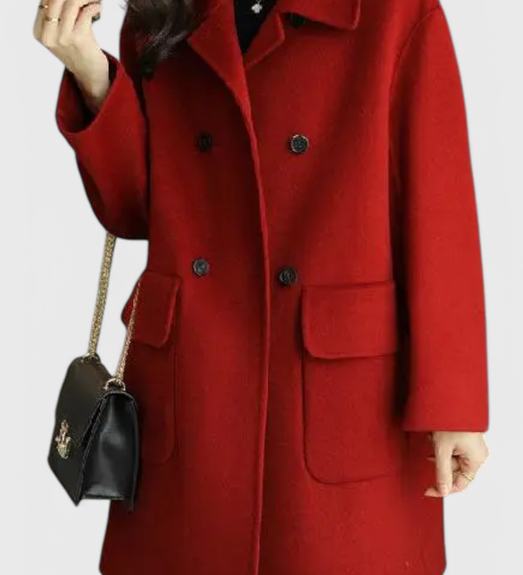 Camille Elegante Abrigo de Lana Clásico con Doble Botonadura