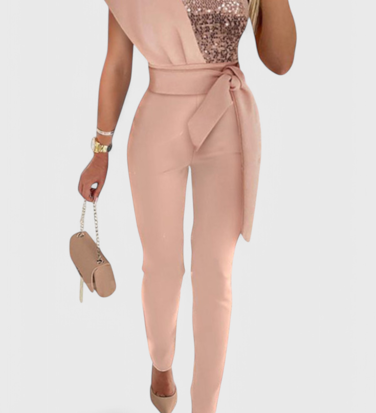 Elegante vestido de lentejuelas Monó Hombro Layla Mono