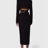 Vestido Blazer Midi Bernice con Diseño Elegante y Espalda Descubierta