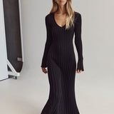 Darla Vestido de Punto Acanalado con Cinturón - Elegancia y Estilo en Cada Detalle
