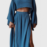 Conjunto de dos piezas Martha con falda de abertura alta para un estilo elegante y moderno