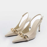Tacones Metálicos Elegantes con Cadena de Estilo Moderno