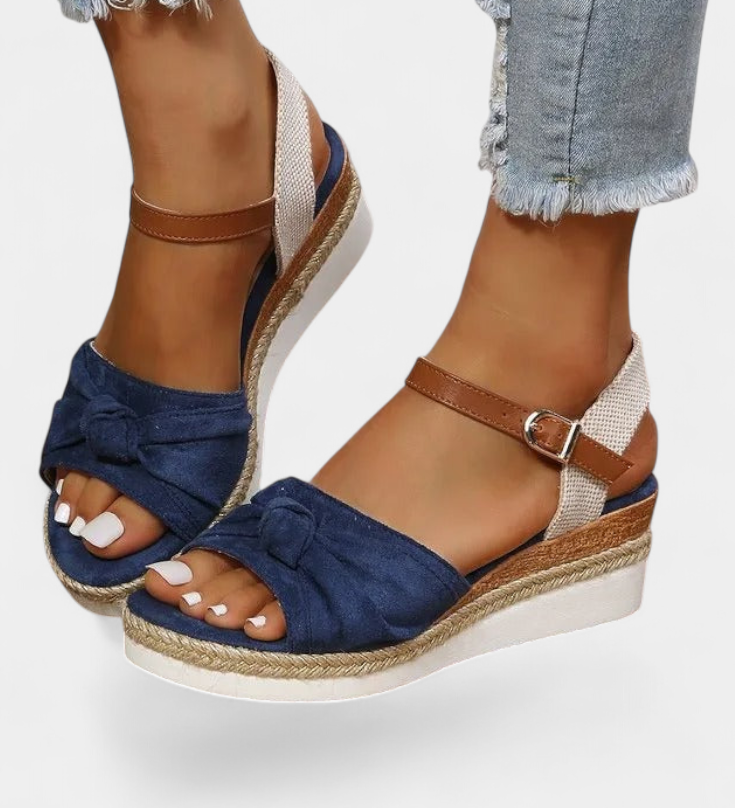 Sandalias Loura de Lona con Lazada y Plataforma Casual - Comodidad y Estilo en Cada Paso