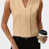 Nele Blusa Sin Mangas de Corte Fluido con Elegante Escote en V