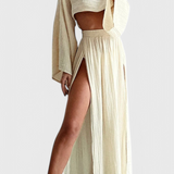 Conjunto de dos piezas Martha con falda de abertura alta para un estilo elegante y moderno