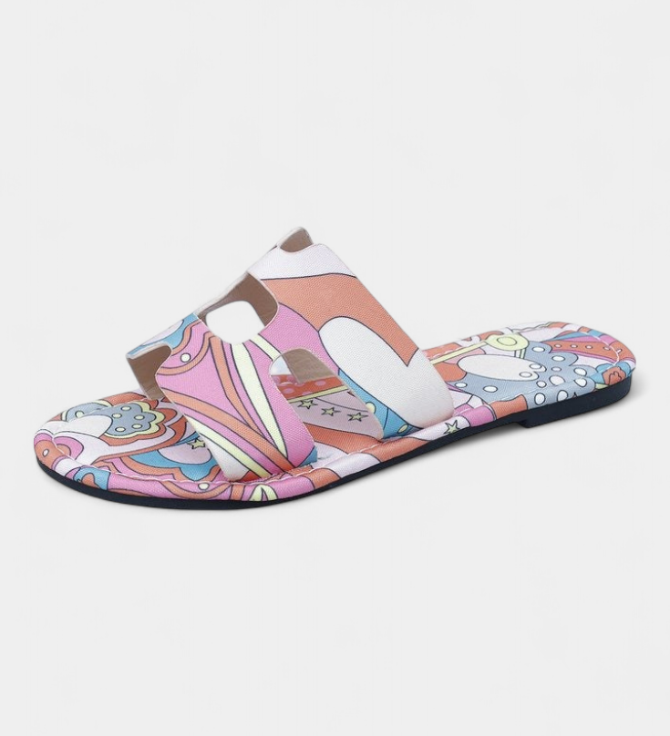 Sandalias Berenice Planas Multicolores con Estampado Tropical para un look vibrante y fresco