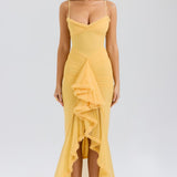 Vestido sin mangas con tirantes y detalles de volantes de Roxanne