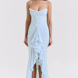 Vestido sin mangas con tirantes y detalles de volantes de Roxanne