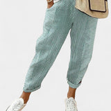 Alba Pantalones de Mezcla de Lino a Rayas para un Estilo Fresco y Elegante