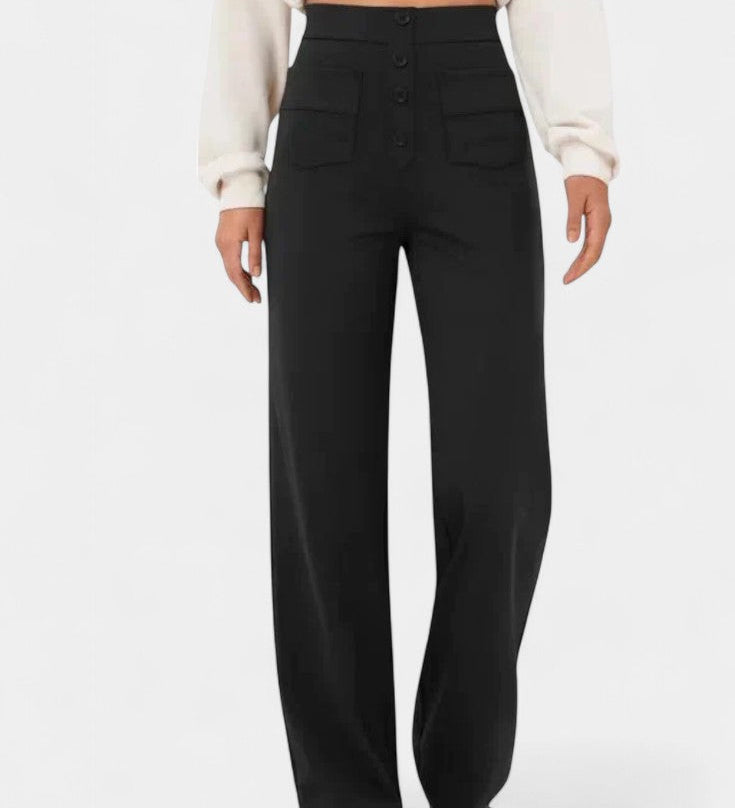 Nova Pantalones Rectos de Cintura Alta con Abrazadera de Elasticidad para un Estilo Cómodo y Elegante