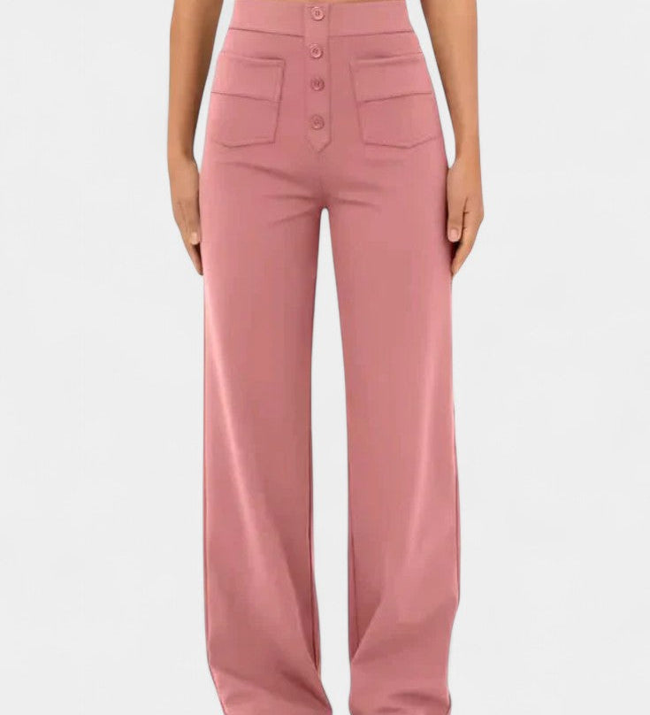 Nova Pantalones Rectos de Cintura Alta con Abrazadera de Elasticidad para un Estilo Cómodo y Elegante