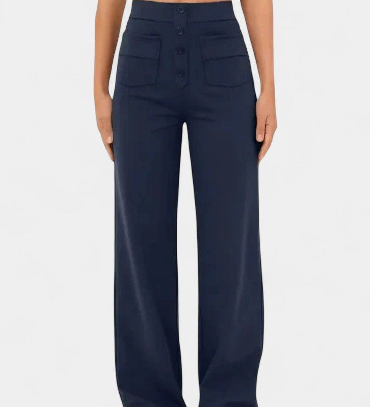 Nova Pantalones Rectos de Cintura Alta con Abrazadera de Elasticidad para un Estilo Cómodo y Elegante