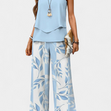 Conjunto Boho Elegante Sin Mangas de Martina con Pantalón Recto Estampado para un estilo sofisticado