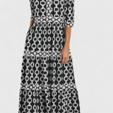 Casilda – Elegante Vestido Midi con Estampado de Cadenas para un Estilo Sofisticado