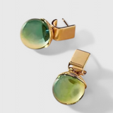 Elegantes Pendientes Vintage de Cristal Verde en Oro